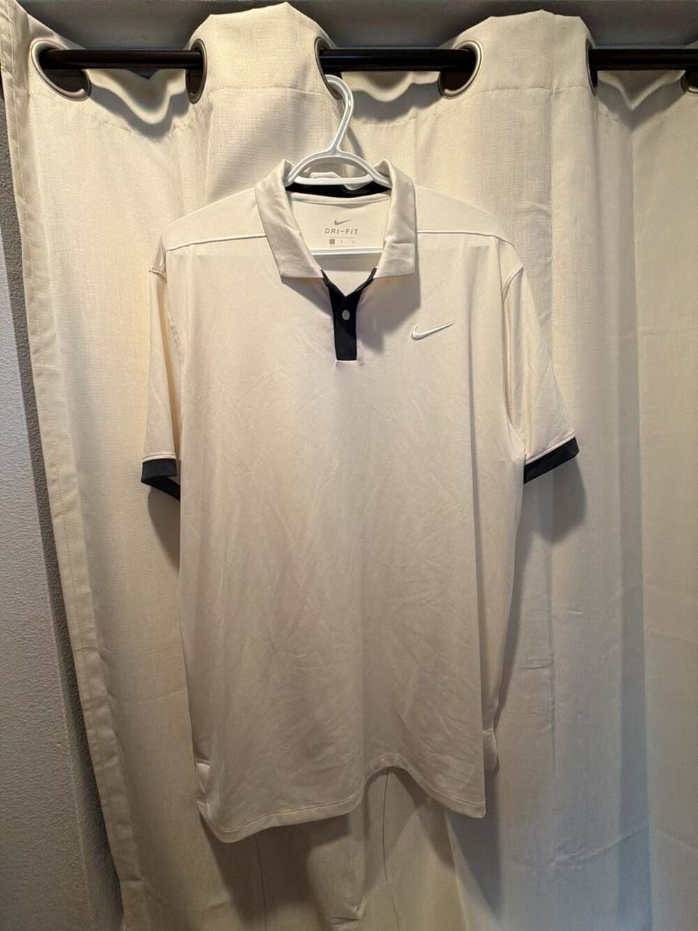 Nike Dri-FIT Tour Contrast Golf Polo Size L Ivory